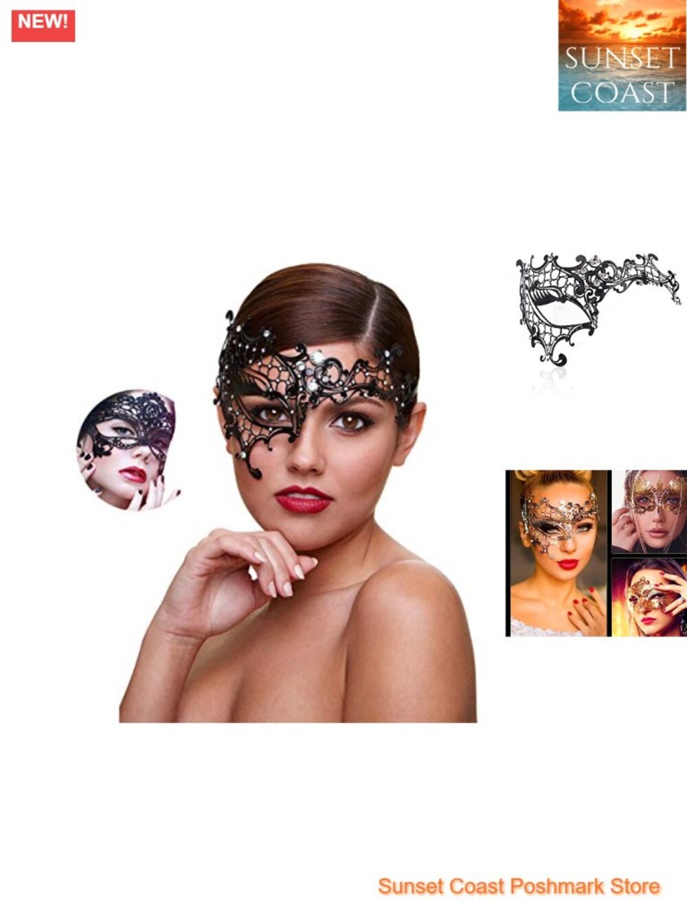 Masquerade Mask Shiny Rhinestone Venetian Party Prom Ball Metal